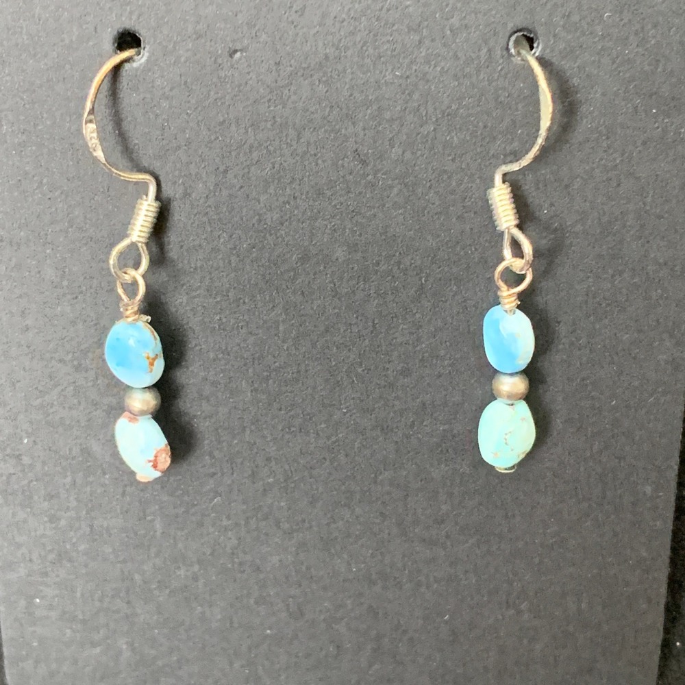925 Sterling Silver Golden Hills Turquoise Desert Pearl Earrings Southwestern